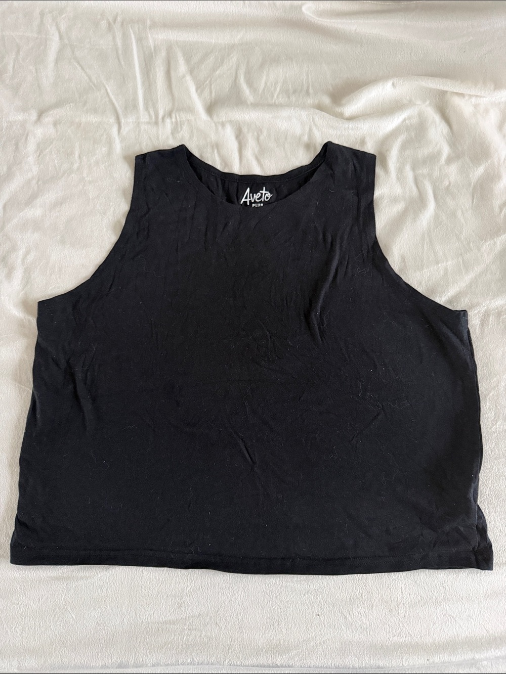 Aveto Black Cropped Tank with High Neck